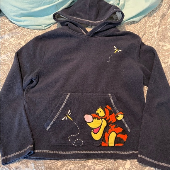 VINTAGE navy blue Disney Tigger fleece pullover hoodie - Picture 4 of 7